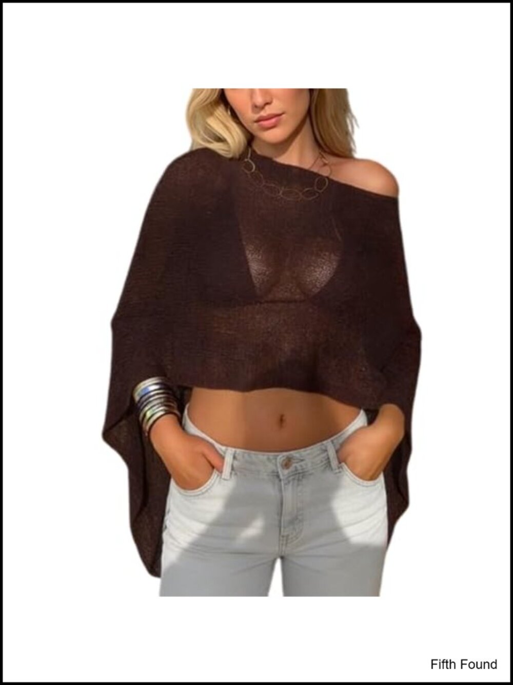 Sheer Knit Poncho Shrug Bolero Mesh Batwing Sleeve Beachwear Cover Up